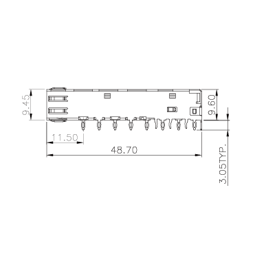 WH81-111-Y0002-1 SFP 1 × 1 5G Cage Press-Fit  Fiber Optic cages
