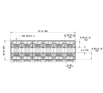 WHSFP32426F002 SFP28 2×6 25G Cage+Connectors Fiber Optic cages