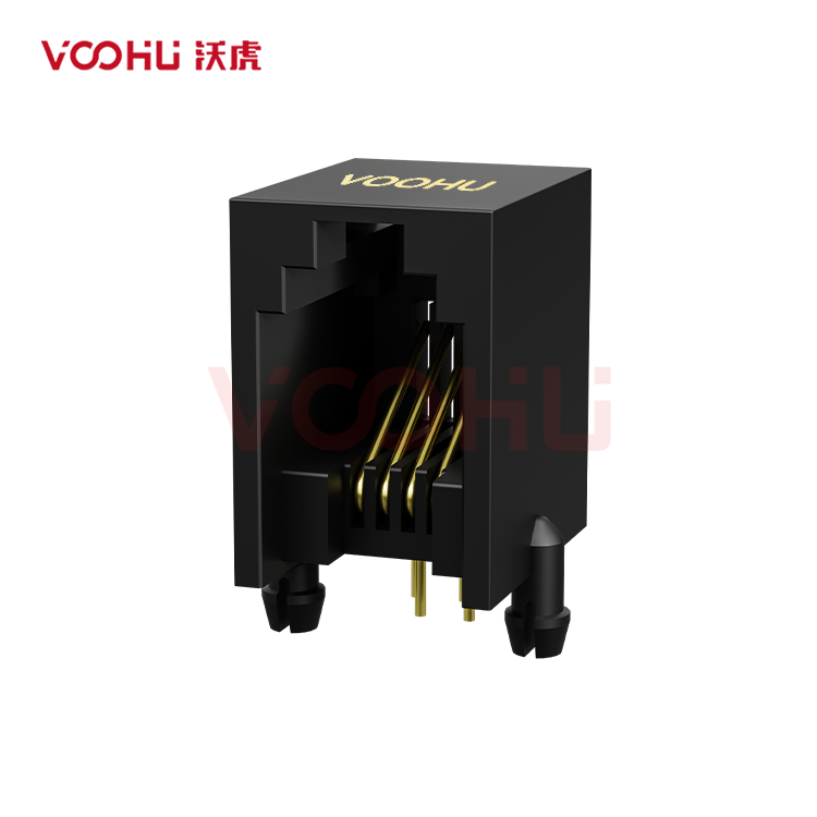 SYT55211144IWE1DY1017 90° side insertion 1*1 Tab UP  NO LED DIP RJ11