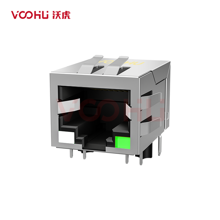SYT111Q009DF3A1D 90° side insertion 1*1 Tab Down 100/1000M LED OY/G DIP RJ45