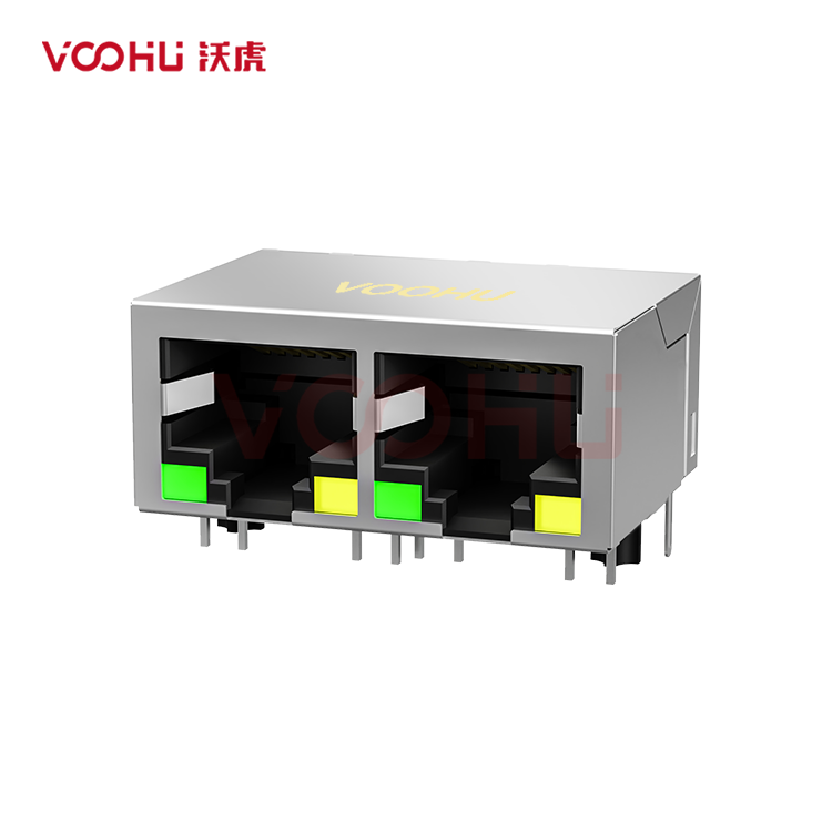 SYT112Q066AB2A1D 90° side insertion 1*2 Tab Down 100/1000M LED G/Y DIP RJ45