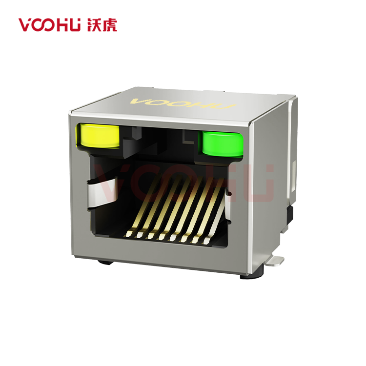 SYT561188AB1A6SB1133 90° side insertion 1*1 Tab UP LED Y/G Shield Tabs  SMD  RJ45