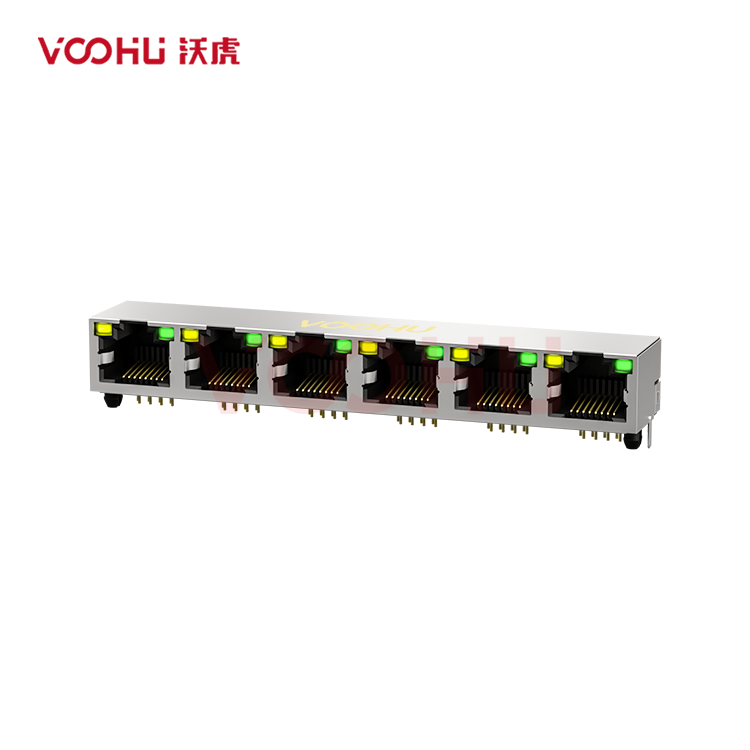 SYT561688AB1A1D9Y1022 90° side insertion 1*6 Tab UP LED Y/G Shield Tabs  DIP  RJ45