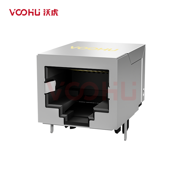 SYT59211118GWA3D7Y1027 90° side insertion 1*1 Tab Down NO LED Shield Tabs DIP RJ45
