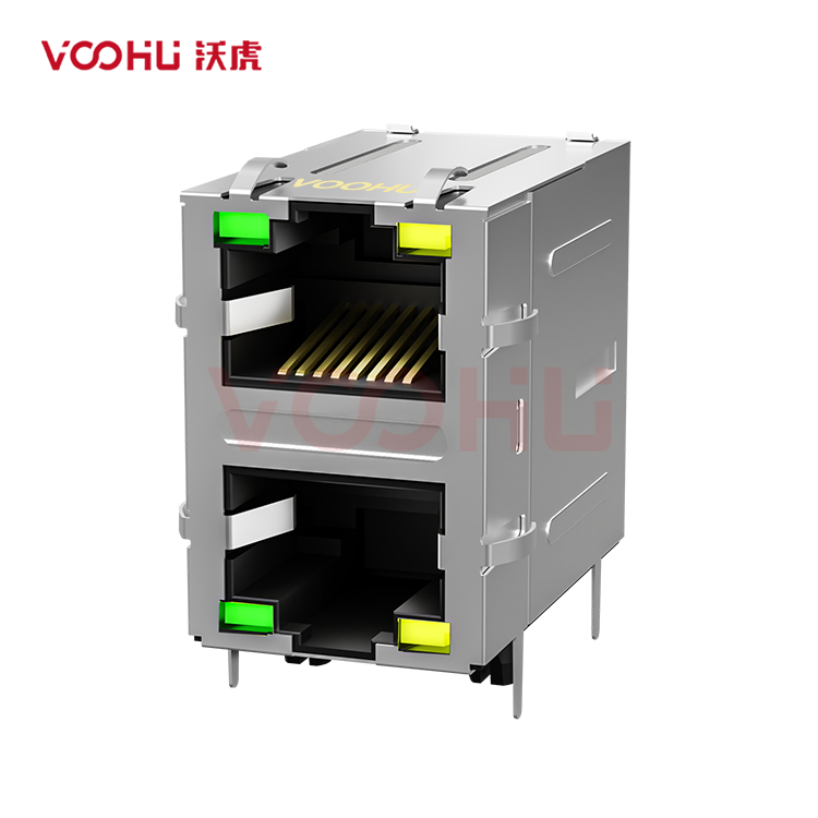 SYT21Q042DB2A4D068 90° side insertion 2*1 Tab UP/Down 100/1000M LED G/Y DIP RJ45