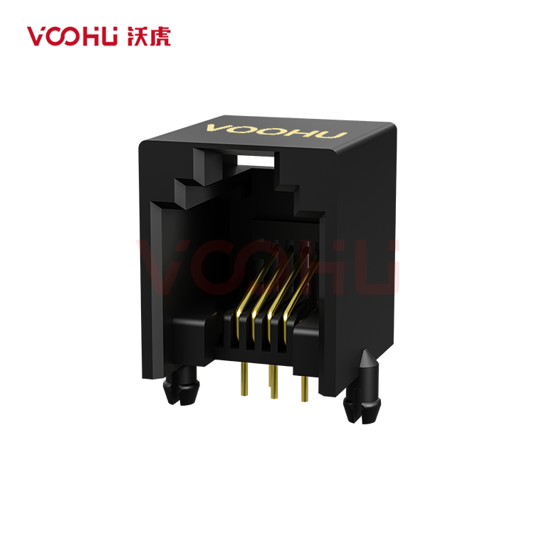 SYT55211164IWE1DY1017 90° side insertion 1*1 Tab UP  NO LED DIP RJ11