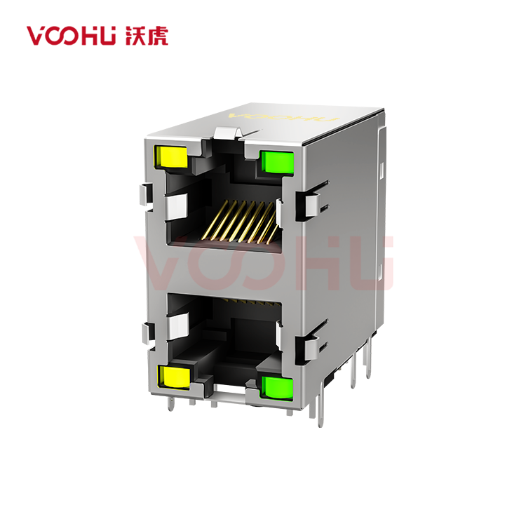 SYT59212188DB1A1DY1B022 long body 90° side insertion 2*1 Tab UP/Down LED Y/G Shield Tabs DIP RJ45