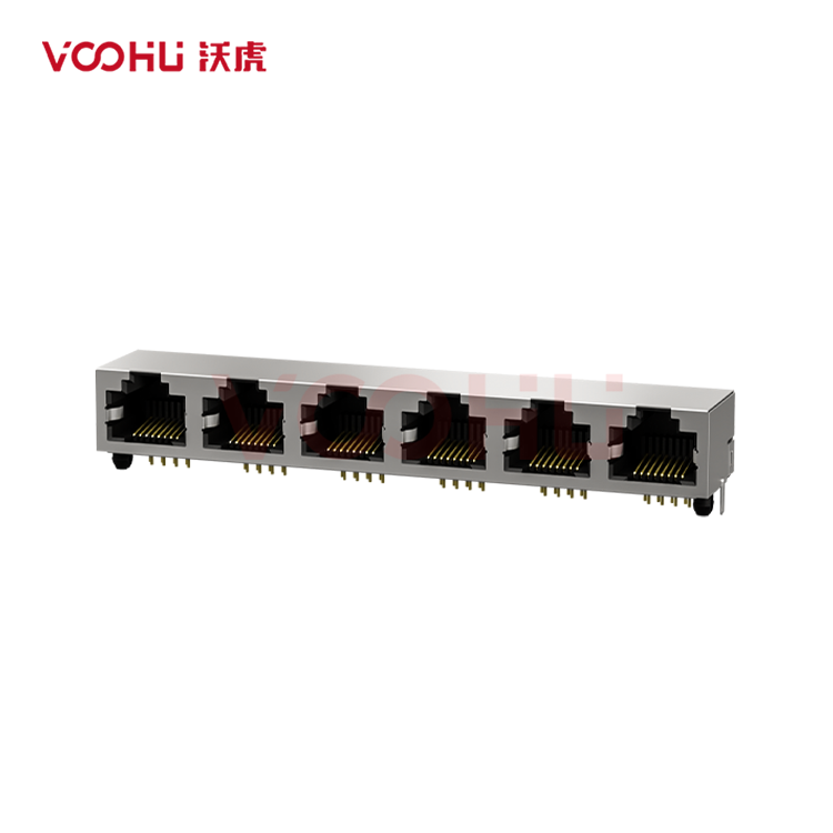 SYT561688GWA1D9Y1022 90° side insertion 1*6 Tab UP NO LED Shield Tabs  DIP  RJ45