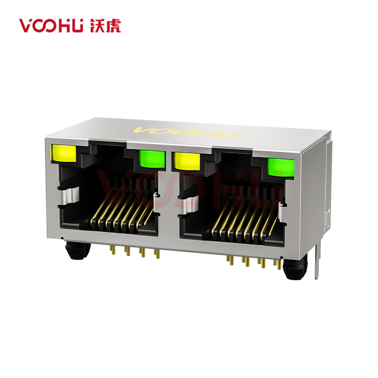 SYT561288AB1A3DY1027 90° side insertion 1*2 Tab UP  LED Y/G Shield Tabs  DIP  RJ45