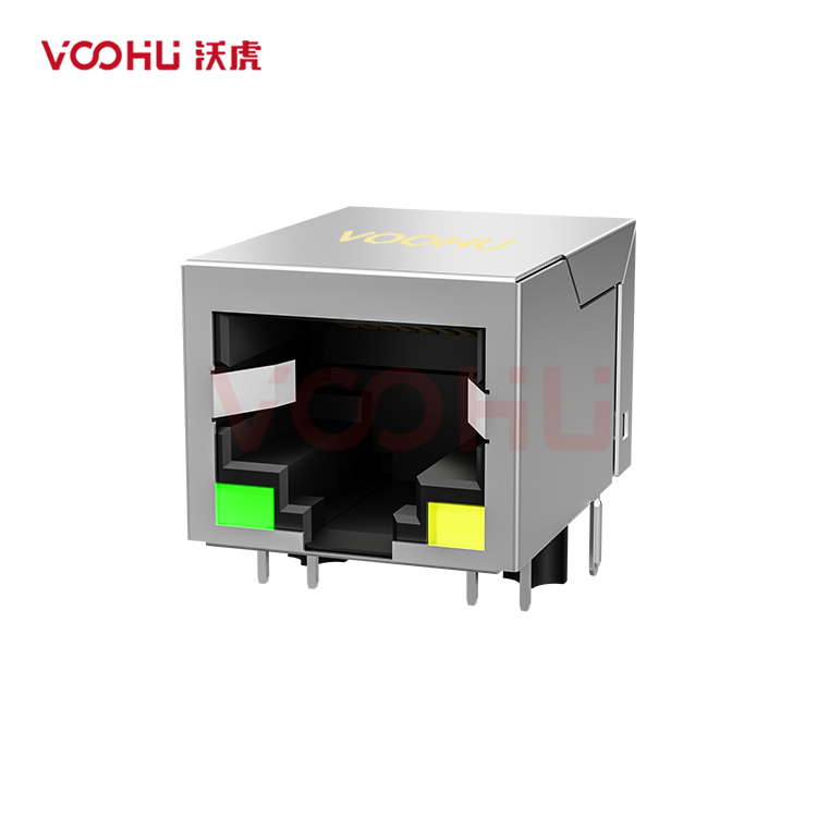 SYT111Q060AB2A1D 90° side insertion 1*1 Tab Down 100/1000M LED G/Y  DIP RJ45