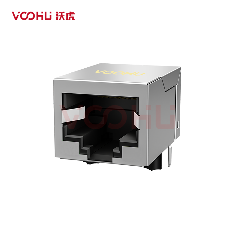 SYT111B002GWA1D 90° side insertion 1*1 Tab Down 10/100M NO LED Shield Tabs DIP RJ45