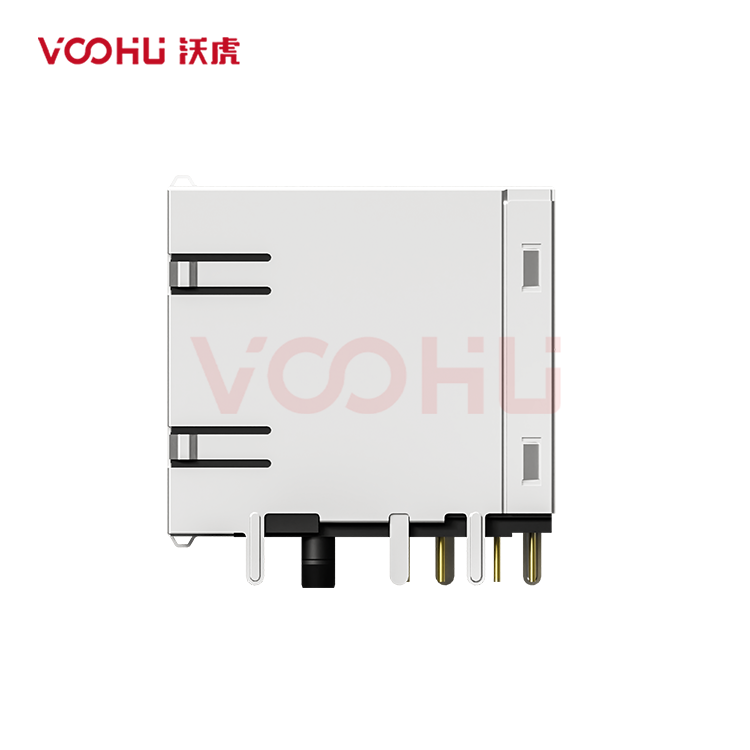 SYT59212888HWA1DY1A022Short body 90&deg; side insertion 2*8 Tab UP/Down LED Y/G Shield Tabs DIP RJ45