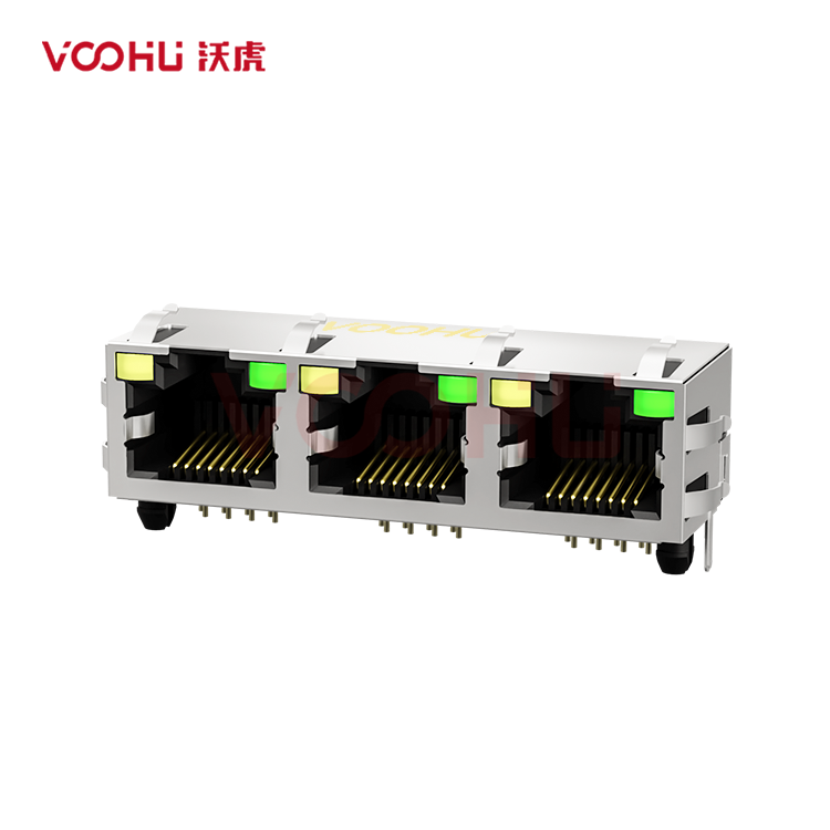SYT561388DB1A1DY1006 90° side insertion 1*3 Tab UP  LED Y/G Shield Tabs  DIP  RJ45