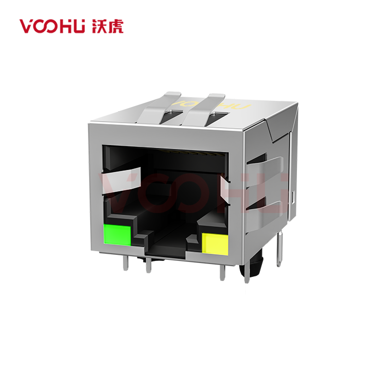 SYT-320BNL 90° side insertion 1*1 Tab Down 100/1000M LED G/Y  DIP RJ45