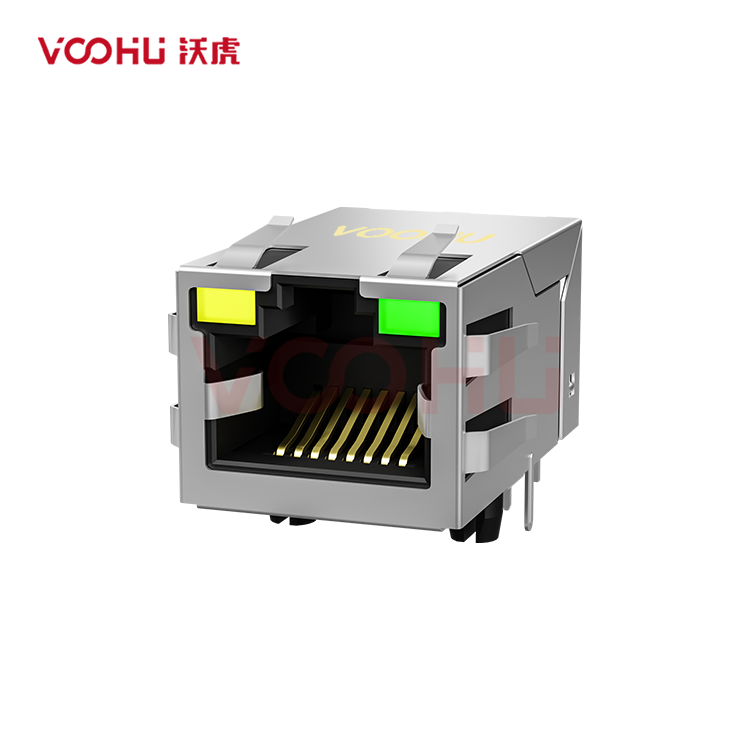 SYT311B083DB1A4DN 90° side insertion 1*1 Tab UP 10/100M LED Y/G DIP RJ45