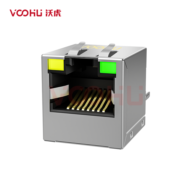 SYT511B002DA1A8D 180° vertical 1*1 Tab UP 10/100M LED Y/G  DIP RJ45