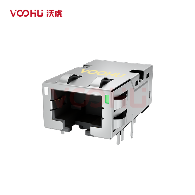 SYT1611Q002FF3A10DC057 90° side insertion 1*1 Tab Down 10G LED YG/G DIP RJ45 (Low Profile)