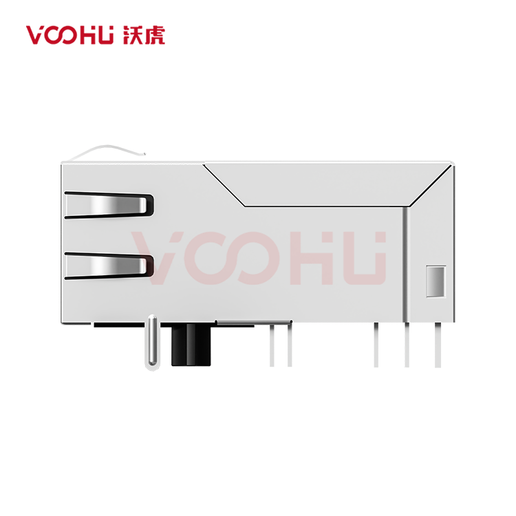 SYT411Q211DB2A1DP2 90&deg; side insertion 1*1 Tab UP 2.5G POE 720mA LED G/Y DIP RJ45