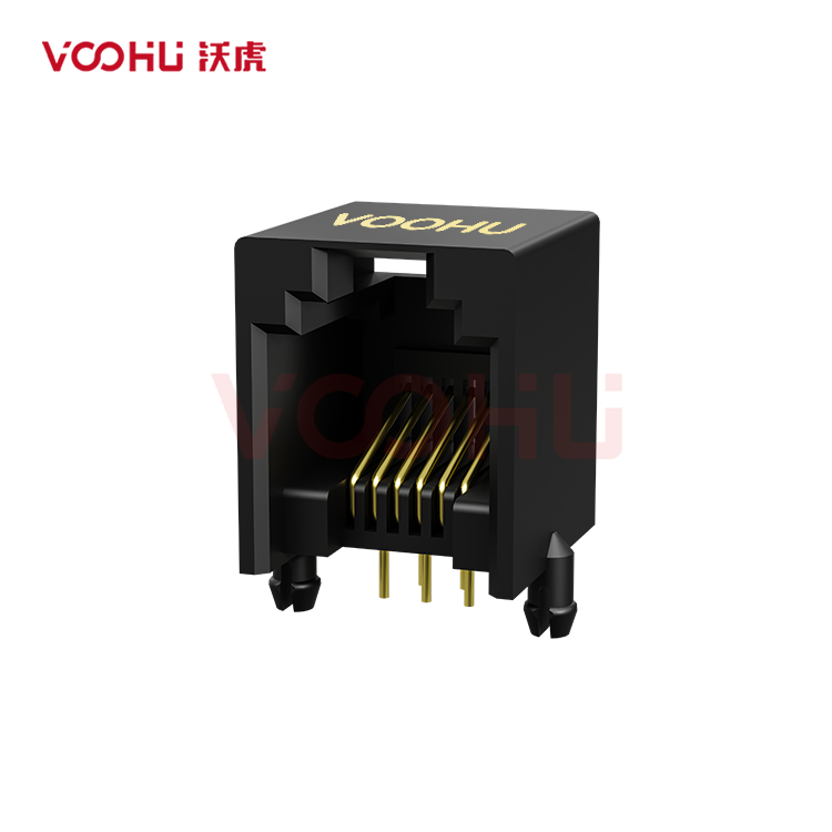 SYT55211166IWA1DY1017 90° side insertion 1*1 Tab UP  NO LED DIP RJ11
