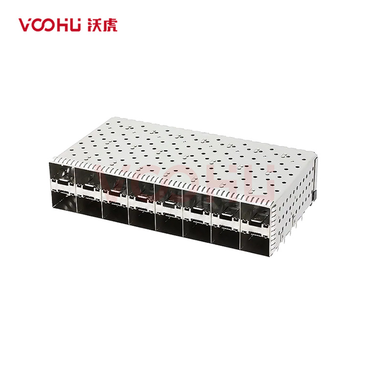 WHSFP16128F007 SFP+ 2×8 10G Press-Fit Cage+Connector Connector Gold Plated30U Ni 30U Fiber Optic cages