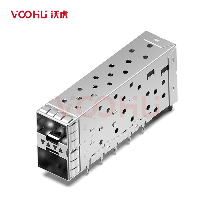 WHSFP15221D008  SFP+ 2×1 10G Press-Fit  Cage+Connector Connector Gold Plated15U Fiber Optic cages