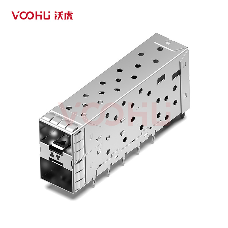 WHSFP15221D010  SFP+ 2×1 10G Press-Fit  Cage+Connector Connector Gold Plated15U Fiber Optic cages