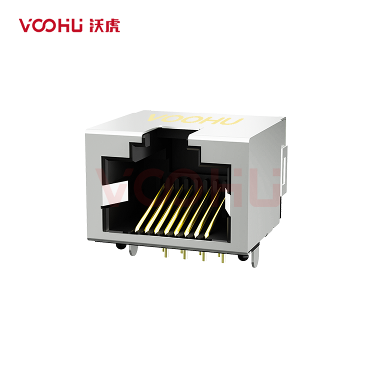SYT60S1188GWA6DY1008(Bend your feet) 90° side insertion 1*1 Tab UP NO LED DIP RJ45 (Low Profile)