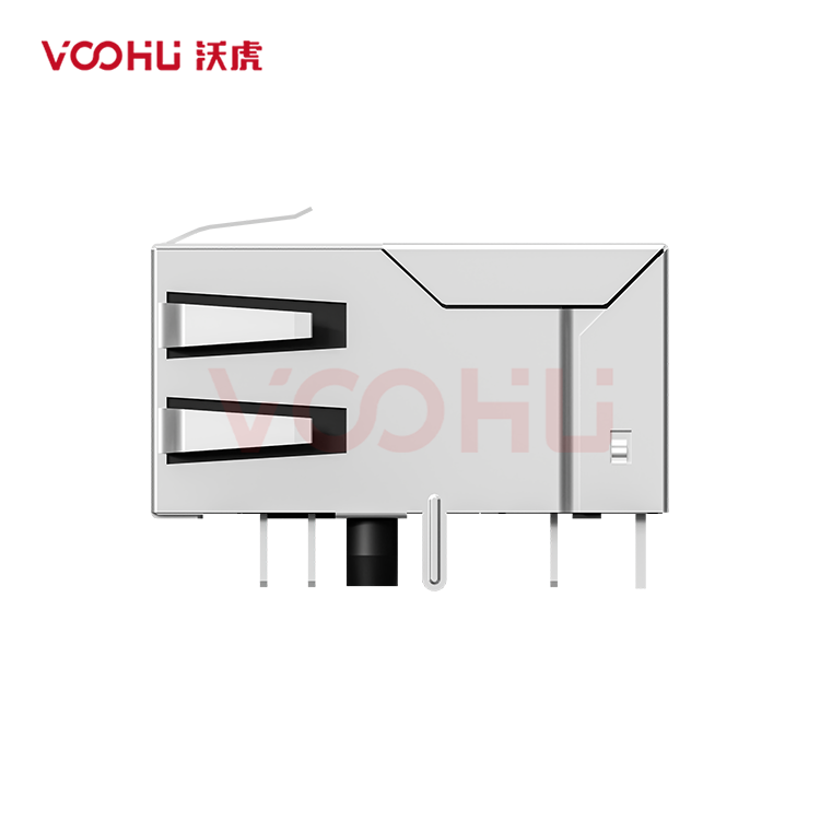 SYT211B073FD2A4DP 90&deg; side insertion 1*1 Tab UP PoE350mA G/Y 10/100M DIP RJ45