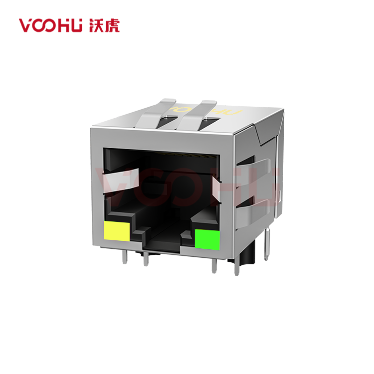 SYT111B127DB1A1DP 90° side insertion 1*1 Tab Down 10/100M PoE350mA Y/G DIP RJ45
