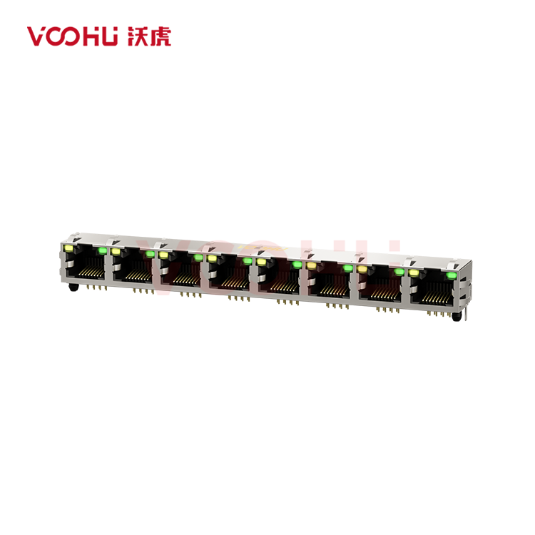 SYT561888DB1A1DY1022 90° side insertion 1*8 Tab UP Y/G DIP RJ45