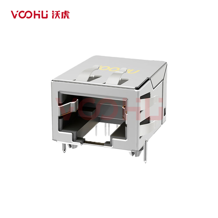 SYT56221118GWA3D1Y1027 90° side insertion 1*1 Tab Down NO LED DIP RJ45