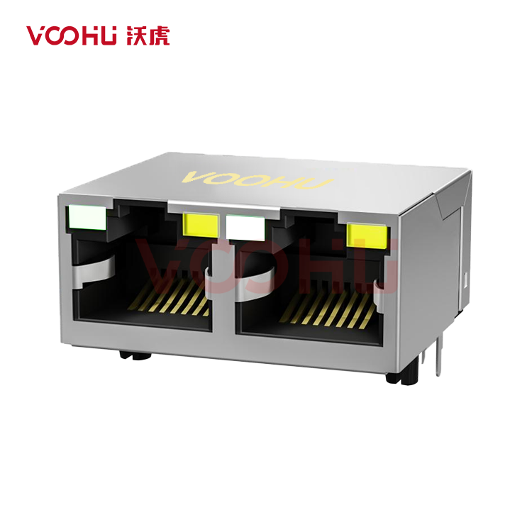 SYT312Q106AF5A4DN 90° side insertion 1*2 Tab UP GO/Y 100/1000M DIP RJ45