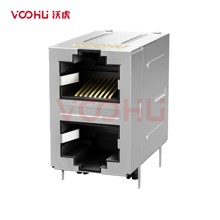 SYT21Q042GWA5D068 90° side insertion 2*1 Tab UP/Down 100/1000M NO LED DIP RJ45