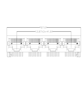 SYT56211418IWD1DY1006  90&deg; side insertion 1*4 Tab down 56 No light all plastic DIP RJ45