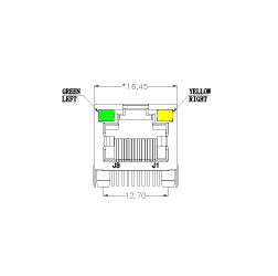 SYT561188AB2A3DY1027  90° side insertion 1*1 Tab UP LED G/Y  Shield Tabs DIP RJ45