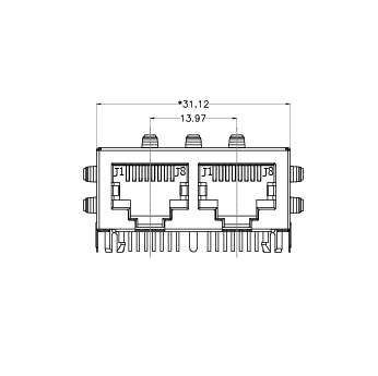 SYT59211288HWA1D5Y1006 90° side insertion 1*2 Tab Down Shield Tabs DIP RJ45