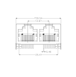 SYT55211288GWA1DY1B052  90&deg; side insertion 1X2 Tab Up 5521 8P8C Half pack RJ45