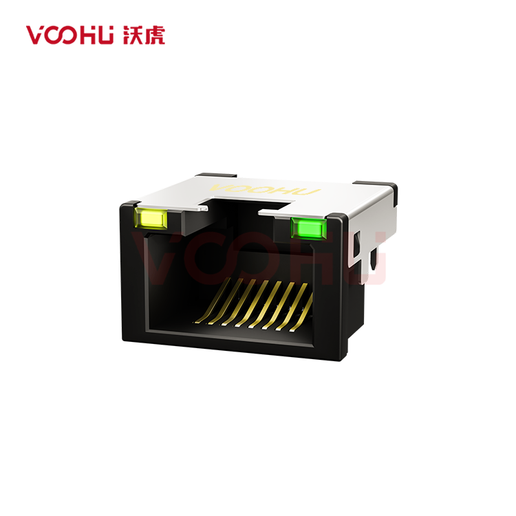 SYTCB431188AB1WA6DB1B075 90° side insertion 1*1 Tab UP LED Y/G DIP RJ45 Offset Connector