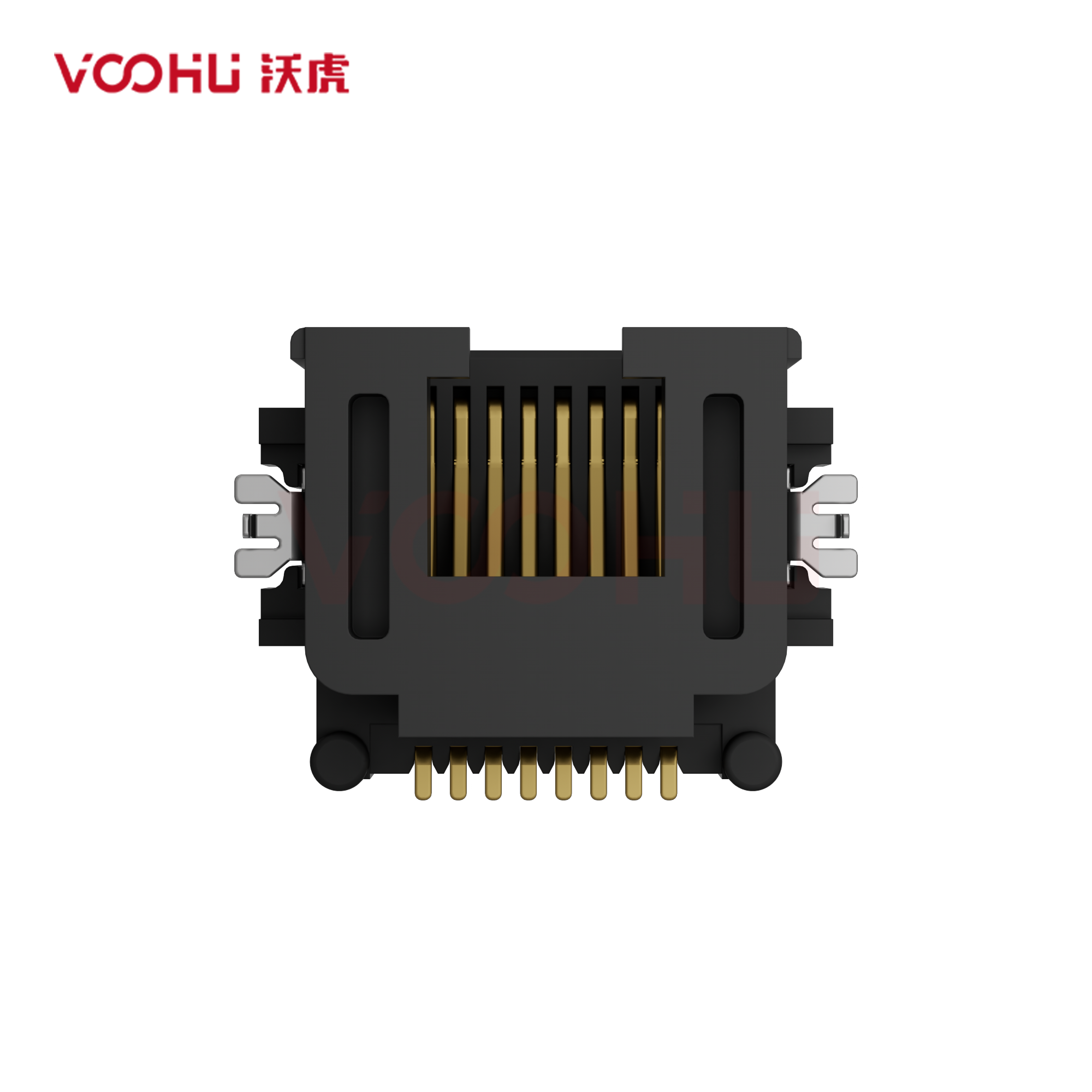 SYTCB551188GWA6SB1064  90&deg; side insertion 1*1 Tab Down SMT RJ45 Offset Connector
