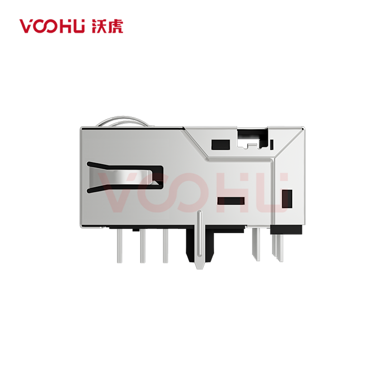 SYT1611Q002FB2A2DB1057  90&deg; 1*1 Tab DOWN 10G LED G/Y  Shield Tabs DIP RJ45