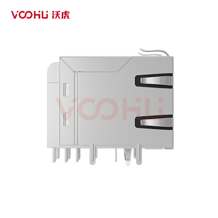 SYT611U2B101DB2WD 90&deg; 1*1 Tab UP LED G/Y  DIP RJ45+USB2.0 100BASE