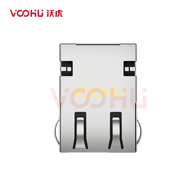 SYT1611Q506FN8A2DC1057  90&deg; 1*1 Tab DOWN 10G LED G/GY  Shield Tabs DIP RJ45