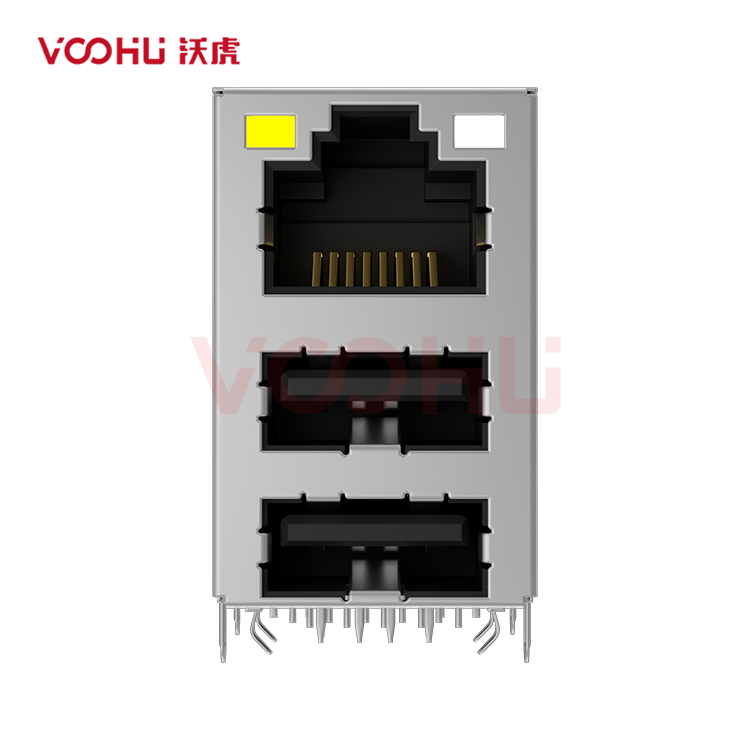 SYT711U3Q009AE8WDBN359  90&deg;  1*1 Tab UP LED Y/OG DIP 1000BASE RJ45+Dual USB 3.0