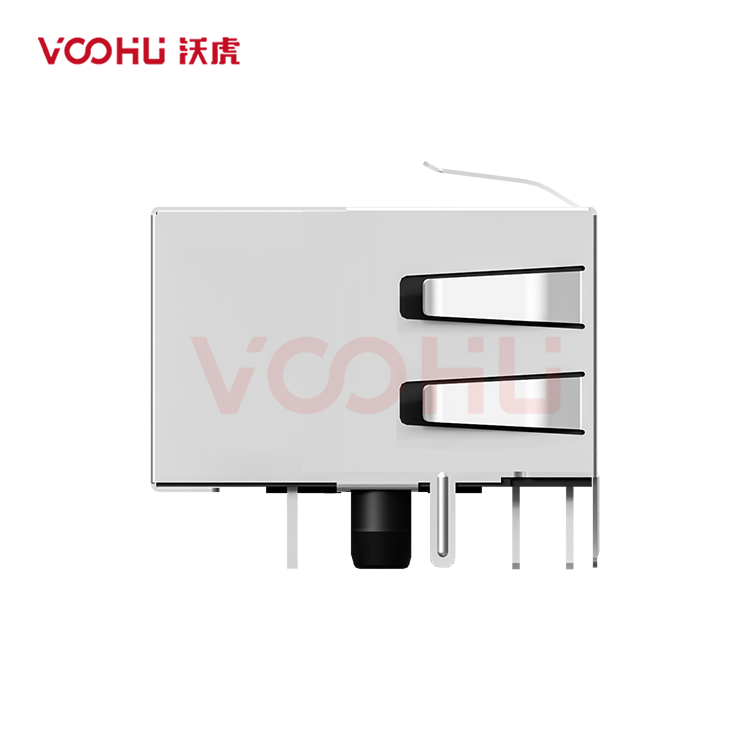 SYT211Q776FG1A4D  90&deg;  1*1  Tab Up 100/1000BASE LED GY/GY DIP RJ45