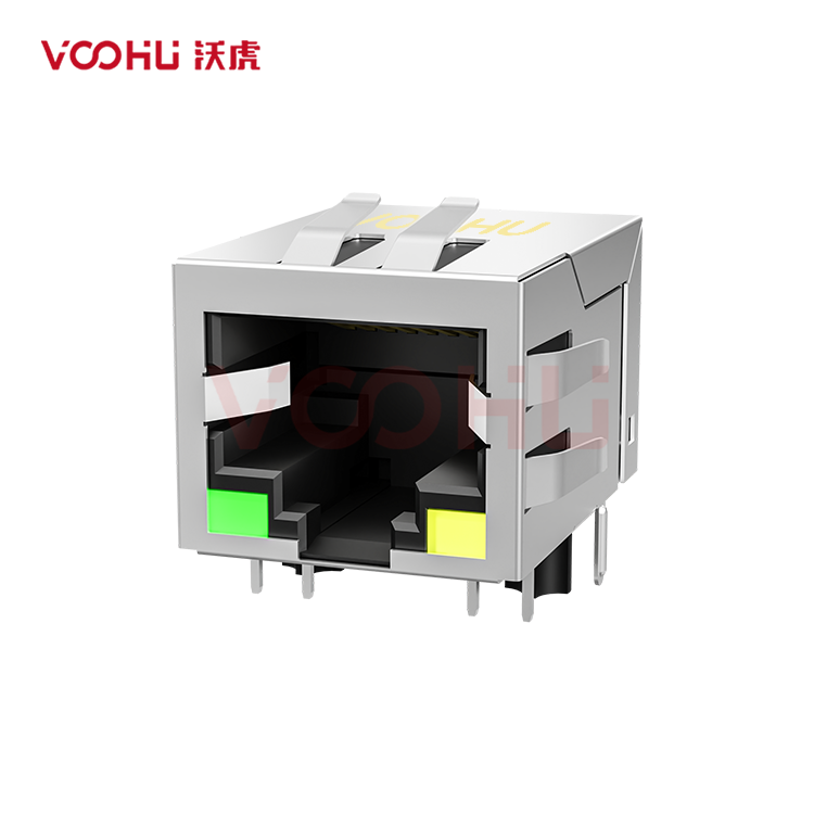 SYT111Q106FC2A1D  90°  1*1  Tab Down LED G/Y 100/1000BASE  DIP RJ45