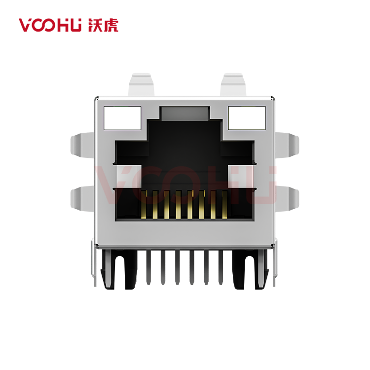 SYT211Q776FG1A4D  90&deg;  1*1  Tab Up 100/1000BASE LED GY/GY DIP RJ45