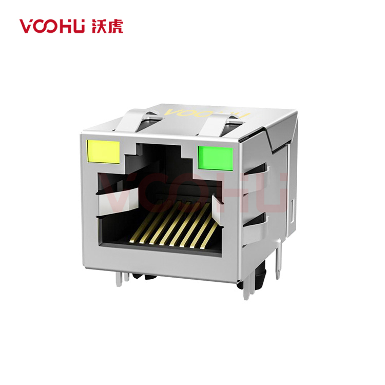 SYT211Q066FD1A4D  90&deg;  1*1  Tab Up 100/1000BASE LED Y/G DIP RJ45