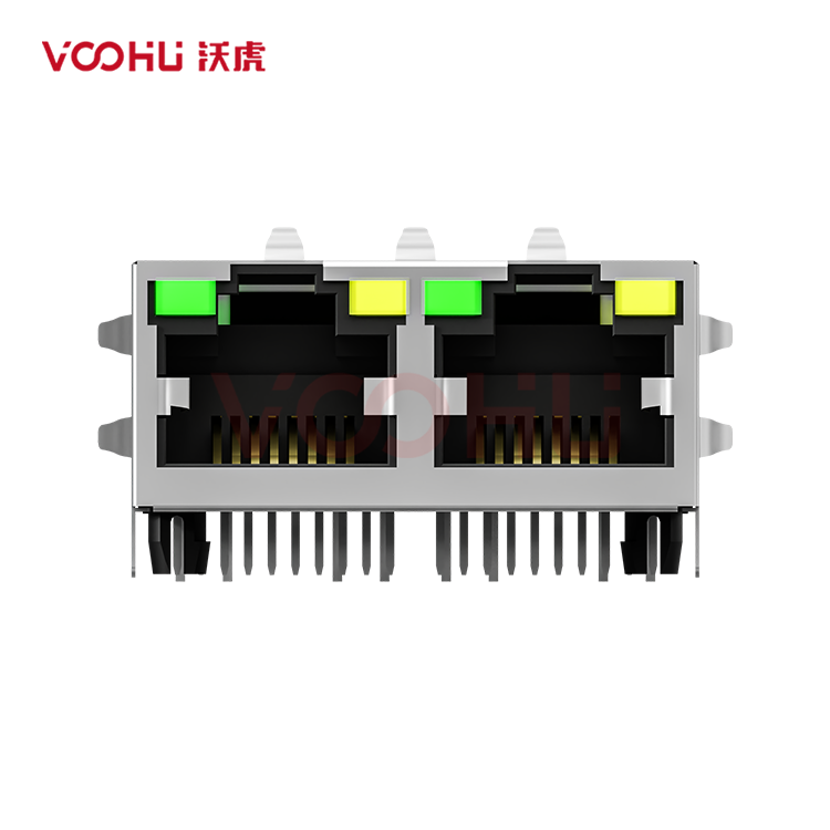 SYT312Q106DB2A4D 90&deg;  1*2  Tab Up 100/1000BASE LED G/Y DIP RJ45