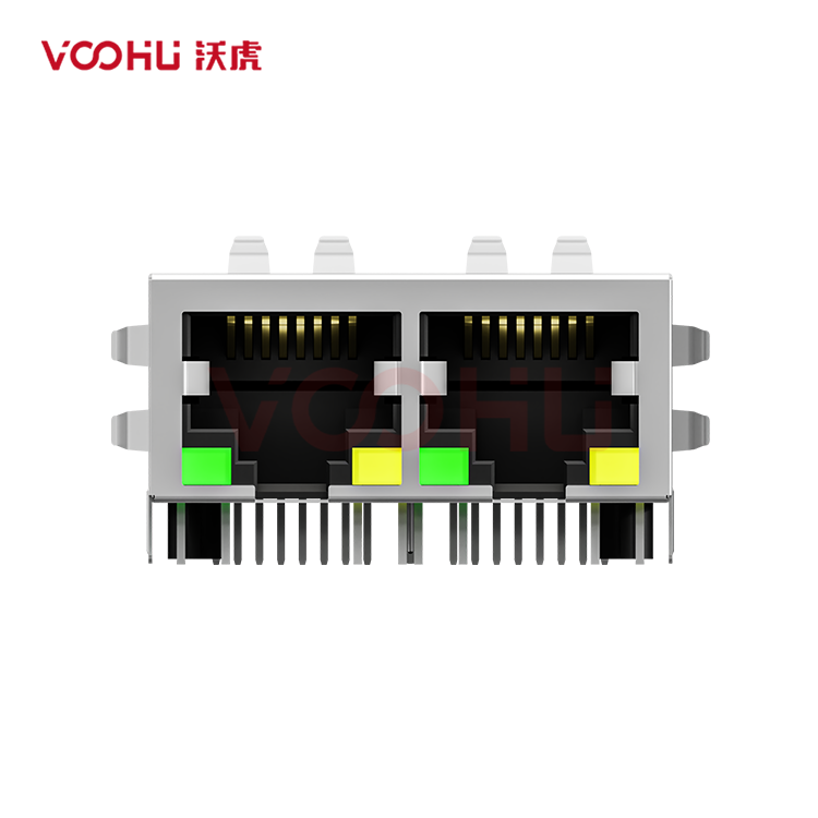 SYT112Q180DB2A1D3  90&deg;  1*2  Tab Down 100/1000BASE LED G/Y DIP RJ45