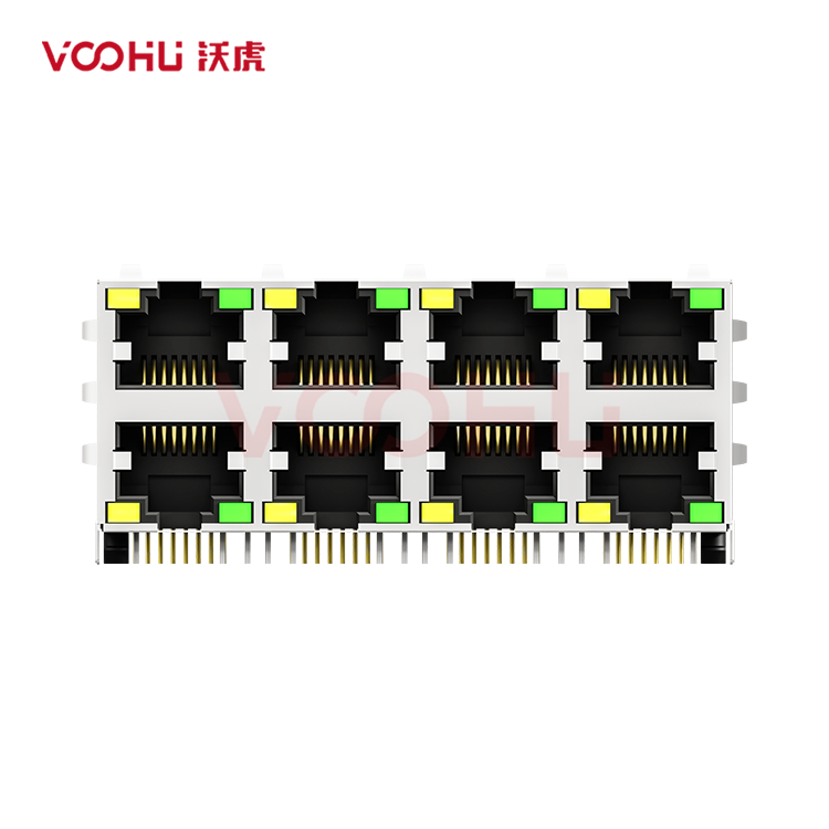 WH59G82604123C12  90&deg;  2*4  Tab-Up/Down 100/1000BASE LED Y/G DIP RJ45